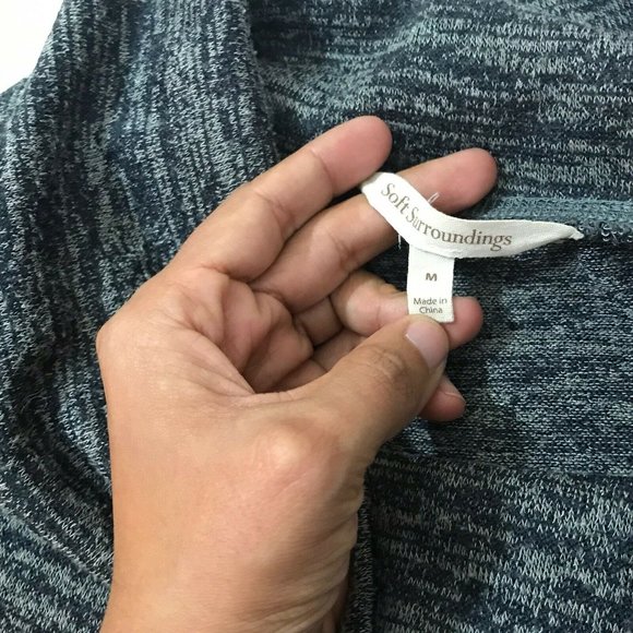 Soft Surroundings 2AW98 Cozy Lounge Space Dye Gray Cowl Neck Tunic Sz Medium - Picture 7 of 8